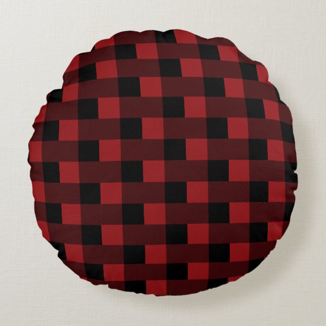 Black and Red Round Pillow (Front)