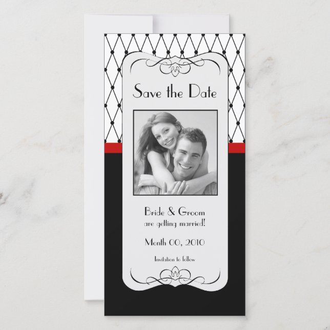 Black and Red Save the Date Photo Cards (Front)