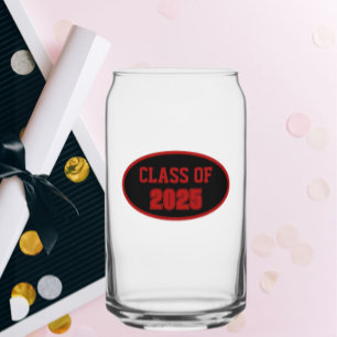 Black and Red School Colors Class Year Can Glass
