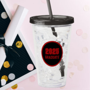 Black and Red School Colours Graduation Year Acrylic Tumbler