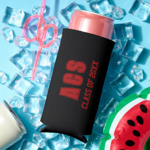 Black and Red School Colours Seltzer Can Cooler