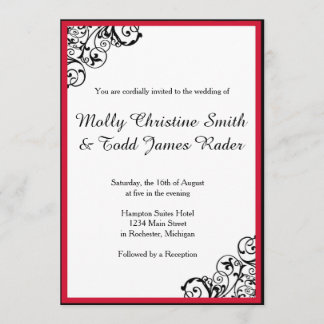 Black and Red Scroll Invite