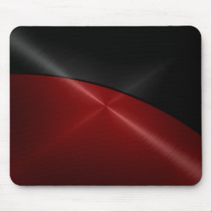 Black and Red Shiny Stainless Steel Metal Mouse Mat