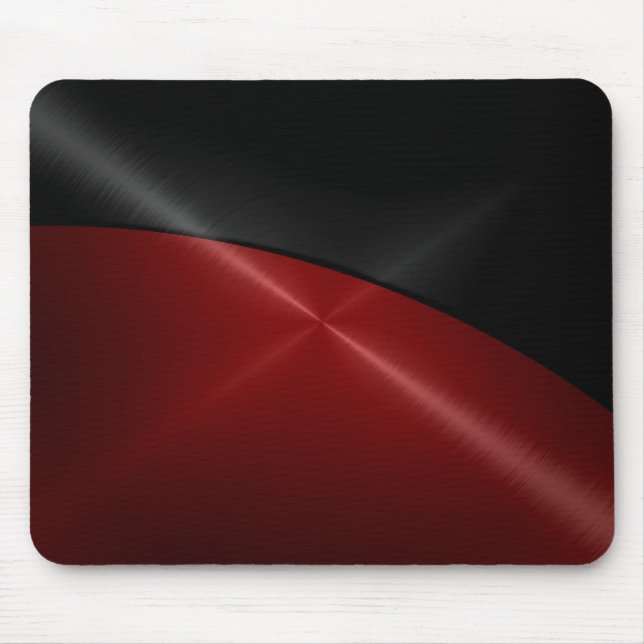 Black and Red Shiny Stainless Steel Metal Mouse Mat (Front)