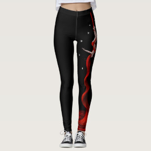 Black and Red Silks Leggings, Aerialist, Leggings