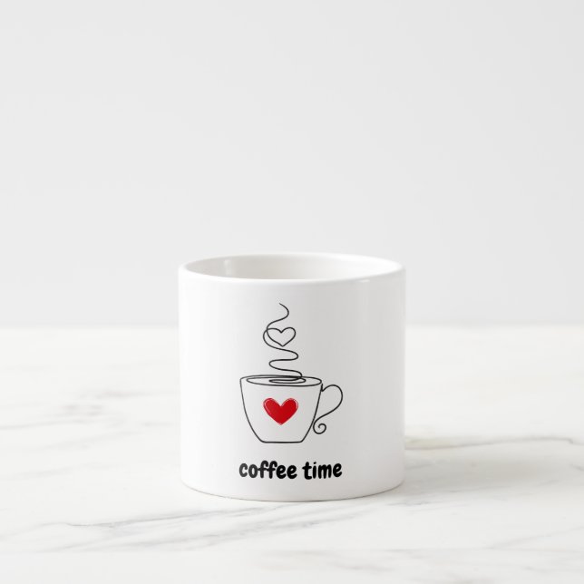 Black and Red Simple Illustration Coffee Time Mug (Front)