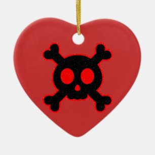Black and Red Skull Ceramic Tree Decoration