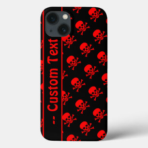 Black and Red Skull Pattern Case w/ Custom Text