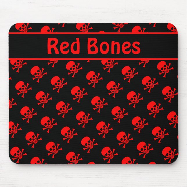 Black and Red Skulls w/ Custom Text Mouse Mat (Front)
