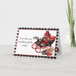 Black and Red Sleigh Packages Christmas  Card