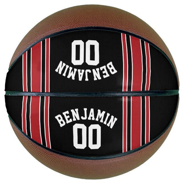 Black and Red Sports Jersey Custom Name Number Basketball (Front)