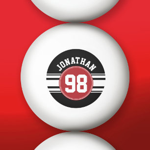 Black and Red Sports Jersey Custom Name Number Ping Pong Ball