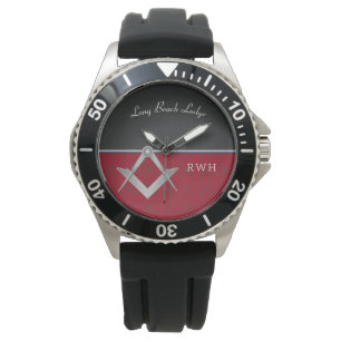 Black and Red Sporty Monogram Masonic Watch