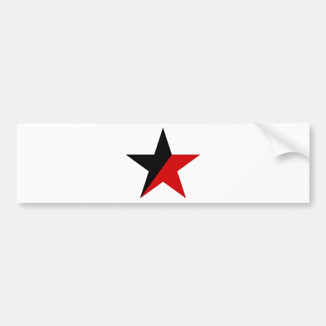 Black and Red Star Anarcho-Syndicalism Anarchism Bumper Sticker (Front)