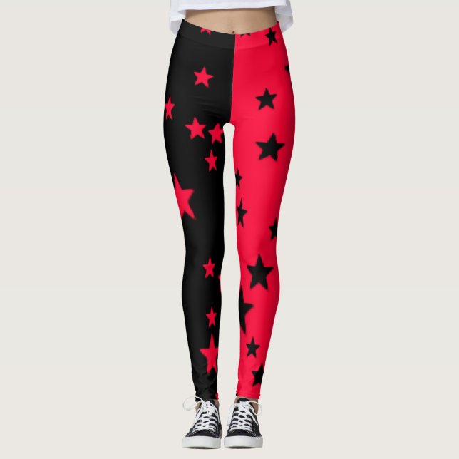 Black And Red Star Leggings (Front)