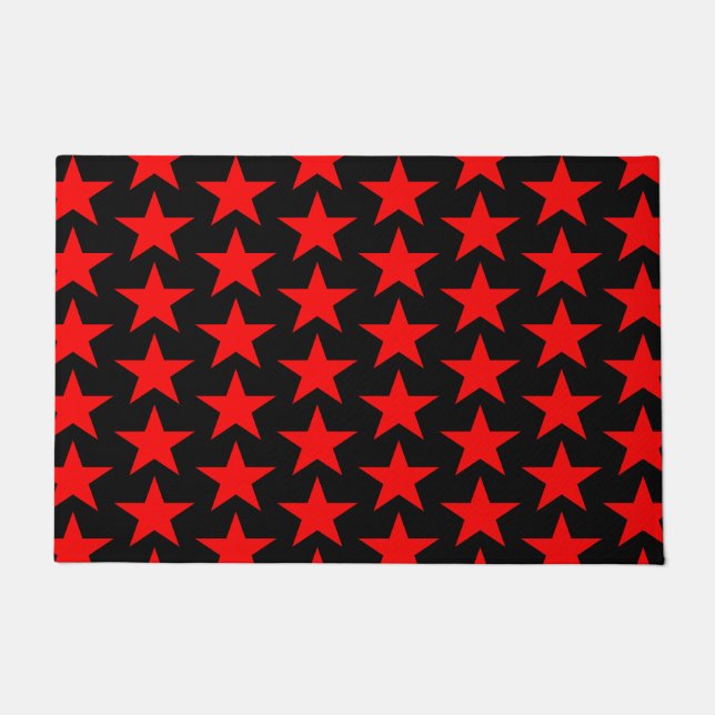 Black And Red Star Pattern Doormat (Front)
