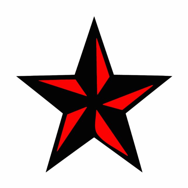 Black and Red Star Photo Sculpture Magnet (Front)
