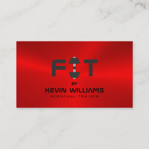 Black and red steel background fitness trainer business card