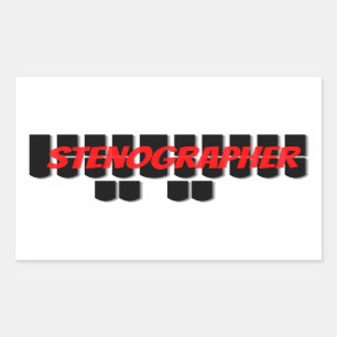 Black and Red Stenographer Steno Machine Keys Rectangular Sticker