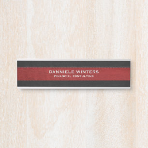Black and red stitched leather texture door sign