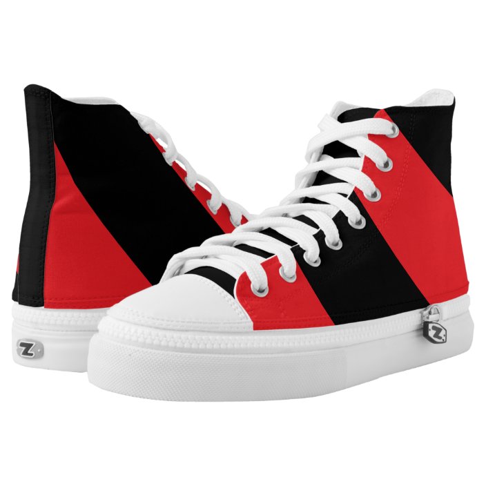 Black and Red Stripe High Top Sneakers | Zazzle