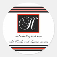 Black And Red Stripe Monogram H Reminder Stickers