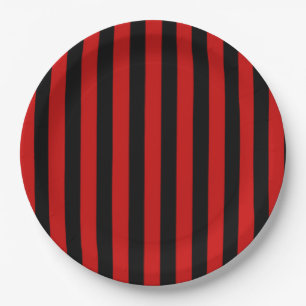 Black and Red Stripe Paper Plate