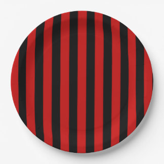 Black and Red Stripe Paper Plate