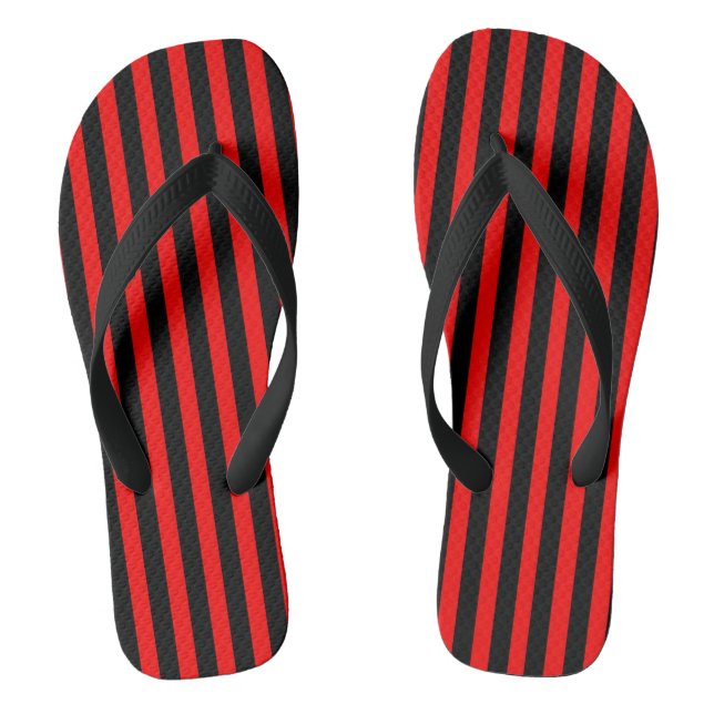 Black and Red Striped Flip Flops (Footbed)
