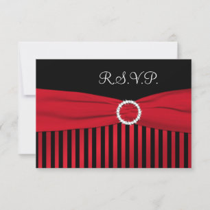 Black and Red Striped Reply Card