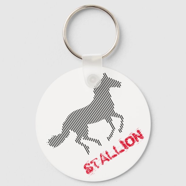 Black and red Striped Stallion on  Key Ring (Front)