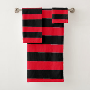 Black and Red Stripes Bath Towel Set