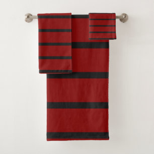 Black and Red Stripes Bath Towel Set