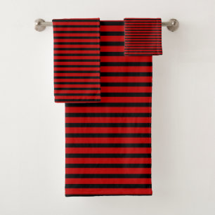 Black and Red Stripes Bath Towel Set