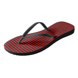 Black and Red Stripes Flip Flops