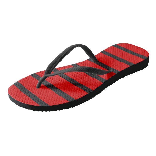 Black and Red Stripes Flip Flops (Angled)