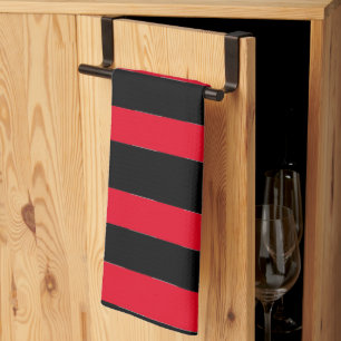 Black and Red Stripes Tea Towel