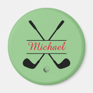 Black and Red Stylish Logo and Name Golf Player Magnet