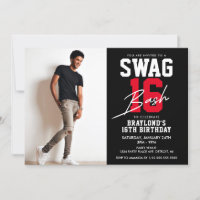 Black and Red Swag 16 Birthday