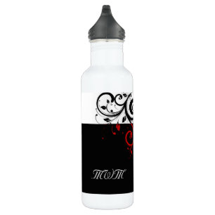 Black and Red Swirly Vines 710 Ml Water Bottle