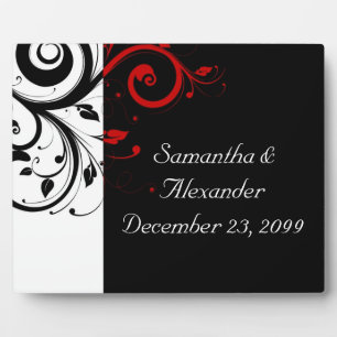 Black and Red Swirly Vines Plaque