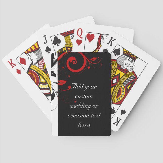 Black and Red Swirly Vines Playing Cards (Back)