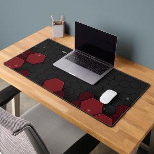 Black and Red Technology pattern Desk Mat