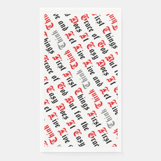 Black and Red Text Recovery Slogans Napkin (Front)