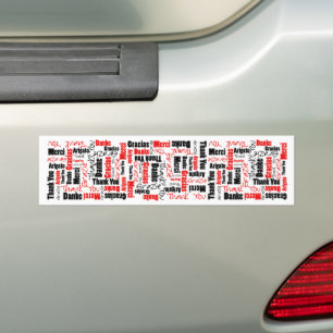 Black and Red Thank You Word Cloud Bumper Sticker