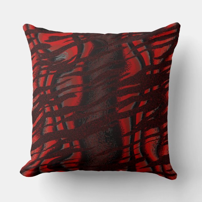 Black and Red Tiger Abstract Cushion (Front)