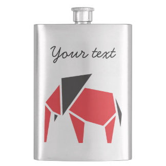 Black and red trendy elephant symbol design hip flask