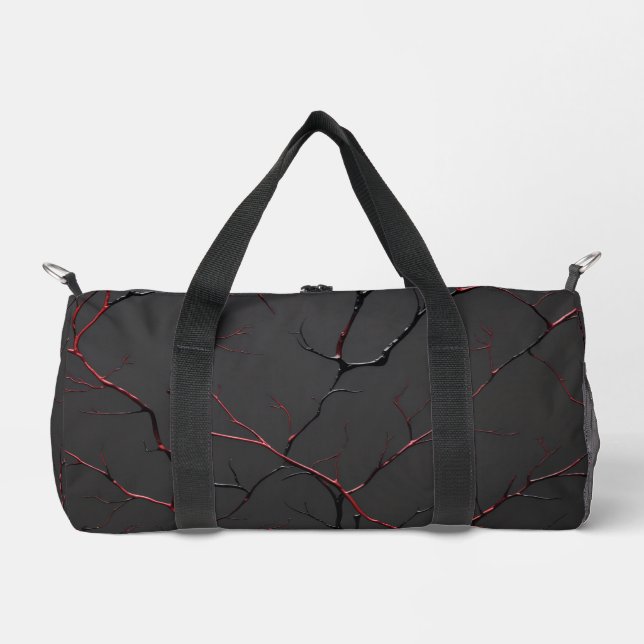 Black and Red Veins Duffle Bag (Front)