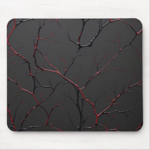 Black and Red Veins Mouse Mat