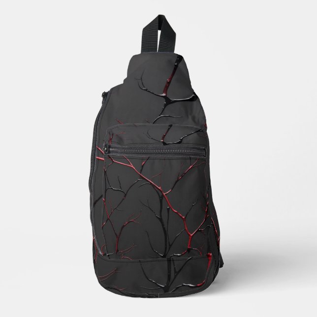 Black and Red Veins Sling Bag (Front)